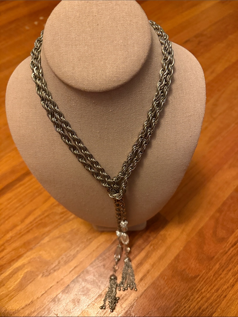Vintage-Inspired Gold Tone Multi-Strand Tassel Necklace